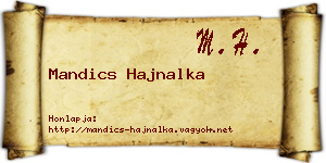 Mandics Hajnalka névjegykártya